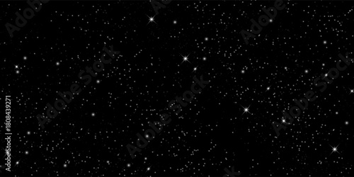 Space stars background. Universe starry pattern with glowing stars. Night sky constellations galaxy. Vector illustration.