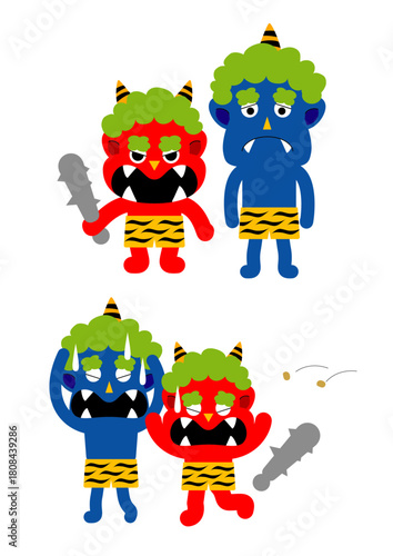  恵方巻き 豆まきから逃げる鬼