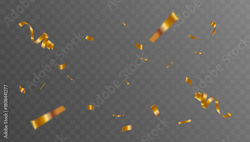 Sparkling golden confetti and abstract ribbons showering down, perfect for adding a touch of festive elegance to any celebration or joyous occasion