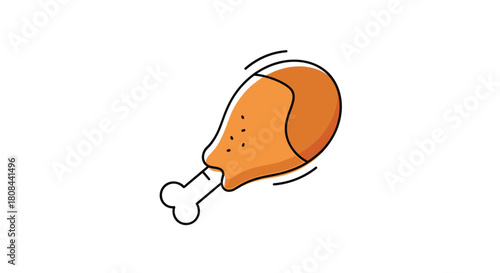 A stylized illustration of a delicious fried chicken drumstick with a visible bone, perfect for menus or food-related designs.
