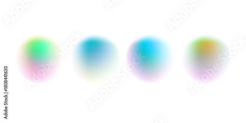 Set color circle gradient noise gradation. Abstract colorful watercolor blur mesh shape on white background. Gradient aura, grain neon blob with noise effect vector illustration.