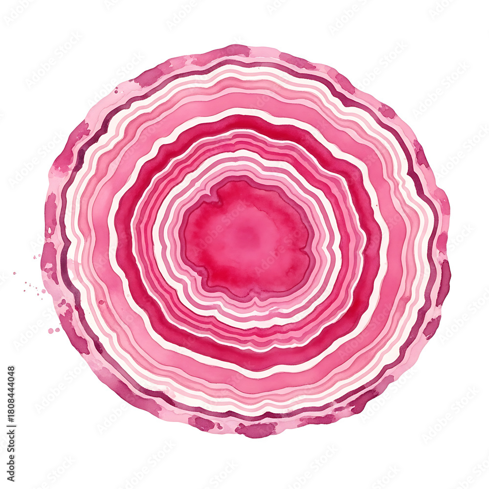 Fototapeta premium Watercolor Clipart of Rhodonite Stone, Isolated on White Background, High Quality Art, Elegant Design