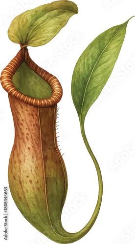 Pitcher plant, tropical carnivorous plant artwork