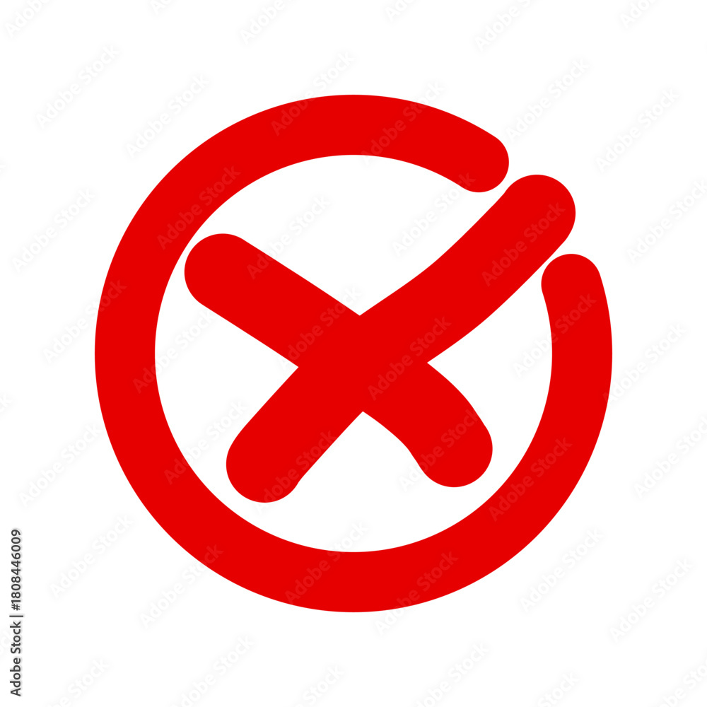 Fototapeta premium Cross, wrong, and prohibited icons. Cross with a red circle.