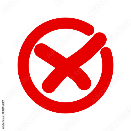 Cross, wrong, and prohibited icons. Cross with a red circle.
