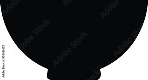 A simple black silhouette of a round ceramic bowl on a white
