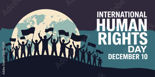 A powerful illustration of global solidarity, depicting people uniting for universal human rights, justice, and fundamental freedoms across borders