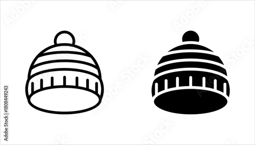 Winter hat icon set, linear winter beanie hat icons, vector illustration on white background