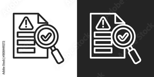 risk analysis Icon In Black And White Line Style