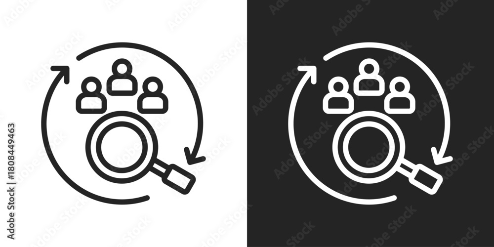 Obraz premium Research Icon In Black And White Line Style