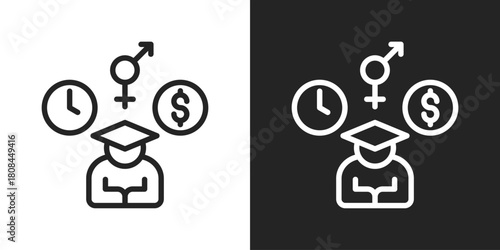 Personality Icon In Black And White Line Style