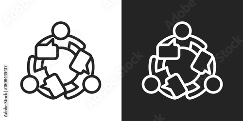 mediation Icon In Black And White Line Style