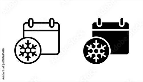 Winter calendar icon set, use for website mobile app presentation, vector illustration on white background