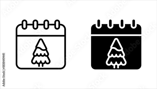 Winter calendar icon set, use for website mobile app presentation, vector illustration on white background