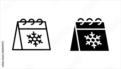 Winter calendar icon set, use for website mobile app presentation, vector illustration on white background