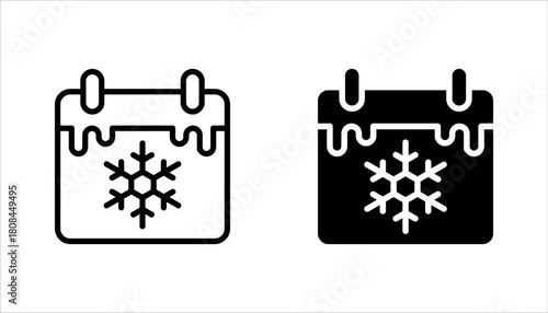 Winter calendar icon set, use for website mobile app presentation, vector illustration on white background