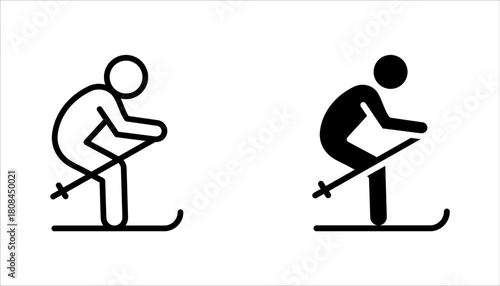 ski icon set, winter sport concept, vector illustration on white background