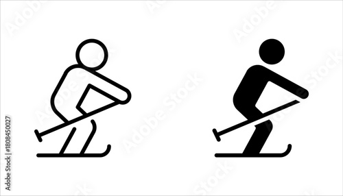 ski icon set, winter sport concept, vector illustration on white background
