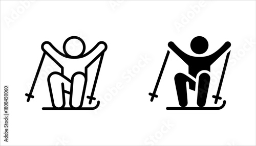 ski icon set, winter sport concept, vector illustration on white background