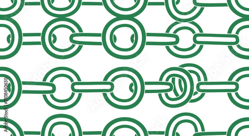 Repeating pattern of green chain links on a white background, creating a visual texture.