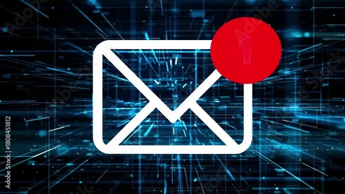 A computer screen and a notification about a new email in the inbox	