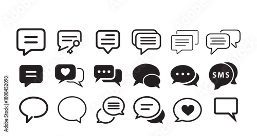 Vector Chat and Speech Bubble Icon Set. Vector Illustration