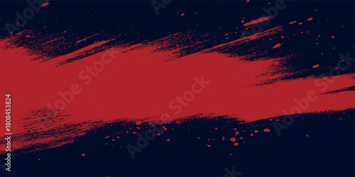 Bold Red Brush Stroke Across Navy Background — Abstract Art Texture for Design and Branding Projects