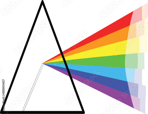 Light Refraction and Dispersion Through Prism Vector Illustration, Physics Spectrum Diagram.