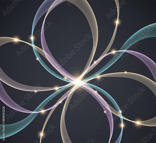 Poster composed of flowing lightstreams intertwining like dancing ribbons