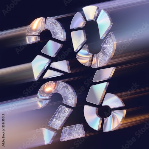 Poster design showing fragmented geometric
shards floating in space