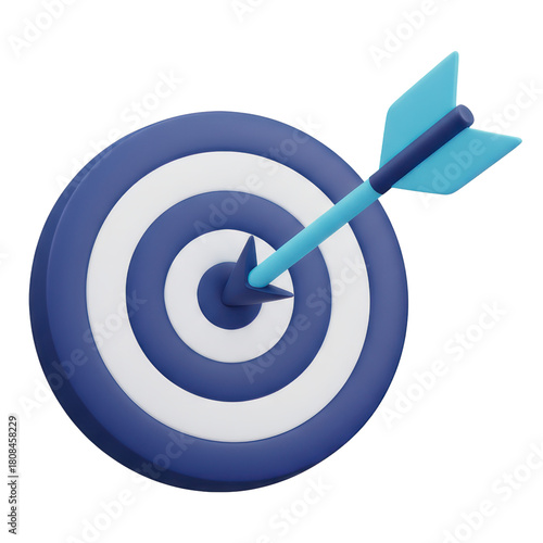 Ai business image 3d icons show blue target success with arrow focus and growth