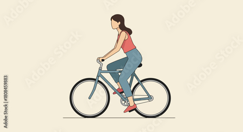 Active Woman Riding Bicycle for Fitness and Recreation