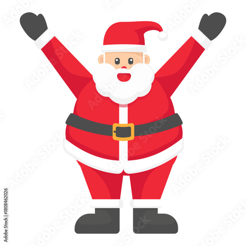 Festive Cheer: A cheerful illustration of the holiday icon, spreading joy with open arms. The figure's attire embodies seasonal delight and generosity.