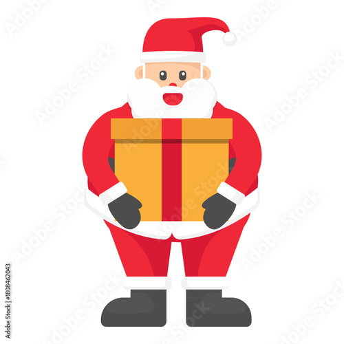 Santa's Generous Offering: A jovial Santa Claus, embodies the spirit of Christmas, carrying a beautifully wrapped gift.