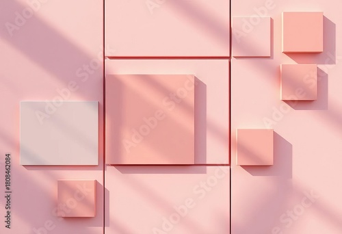 Overlapping squares cast dynamic shadows on abstract geometric background, graphic, geometry