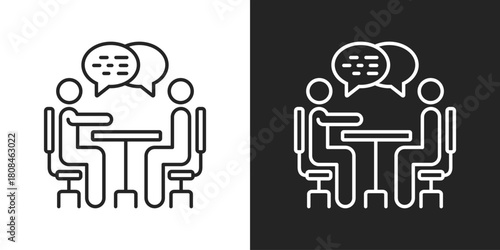 Mentoring Icon In Black And White Line Style