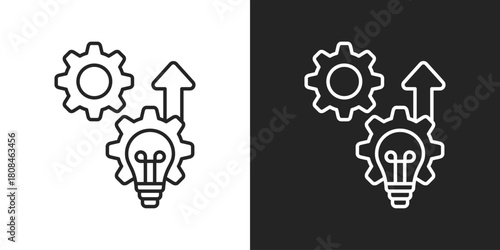 Process Improvement Icon In Black And White Line Style