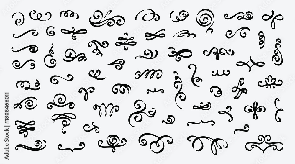 Naklejka premium Flourish Calligraphy Ornament Vector Set