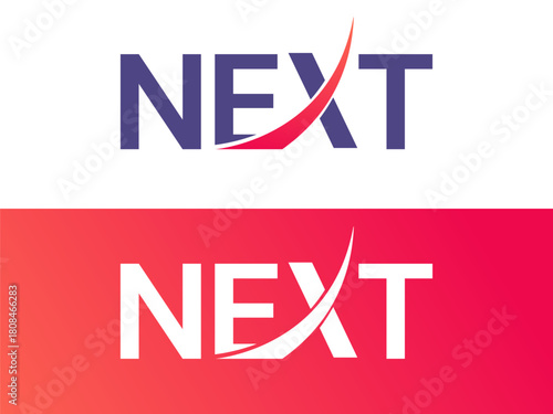 Creative Typography Letter "NEXT" with Curved growth shape overlapping in letter X logo vector design concept. Graphic alphabet Letter "NEXT" symbol for future technology, corporate identity, fintech 