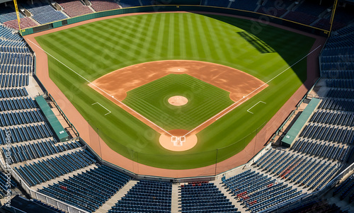 Baseball Stadium Field Green Grass Sport Venue Empty Seating Day