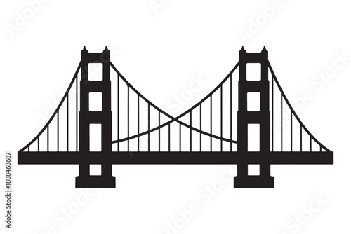 Golden Gate Bridge Silhouette Vector, Golden Gate Bridge, San Francisco, USA