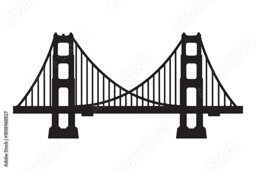 Golden Gate Bridge Silhouette Vector, Golden Gate Bridge, San Francisco, USA