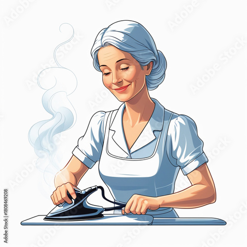 animated cartoon woman rubbing clothes