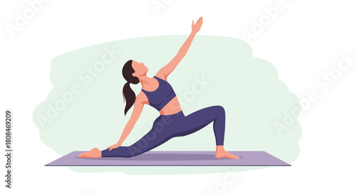 Woman Performing Yoga Pose for Flexibility and Strength Training Healthy Lifestyle