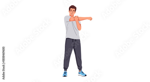 Man Stretching Arms and Shoulders for Fitness and Well being