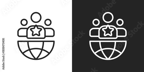 leadership Icon In Black And White Line Style