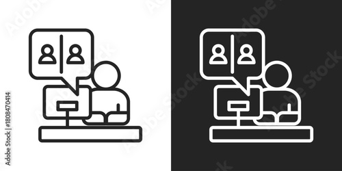 online conference Icon In Black And White Line Style