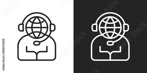 customer support Icon In Black And White Line Style