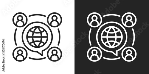 forum Icon In Black And White Line Style