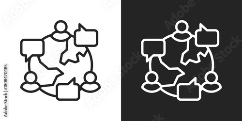 global communication Icon In Black And White Line Style
